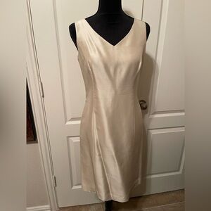 Ann Taylor Cream Sleeveless Midi Dress with matching coat